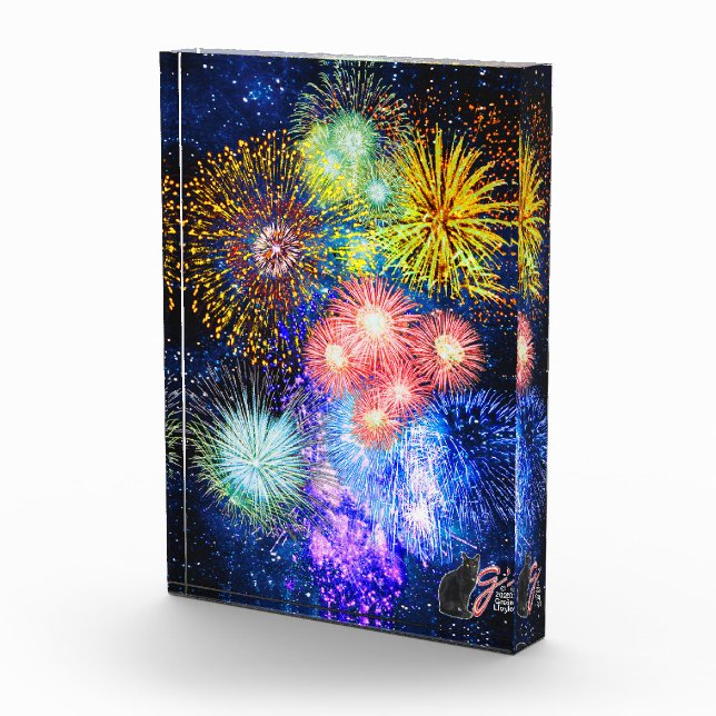 Fireworks Bursts Colour Illustration Acrylic Block (Right)