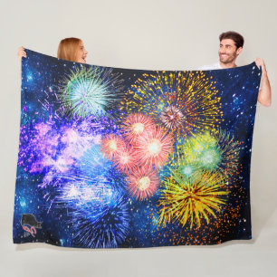 Fireworks Bursts Fleece Blanket