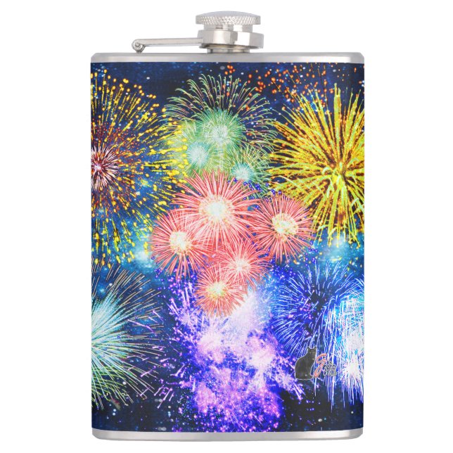 Fireworks Bursts  Hip Flask (Front)