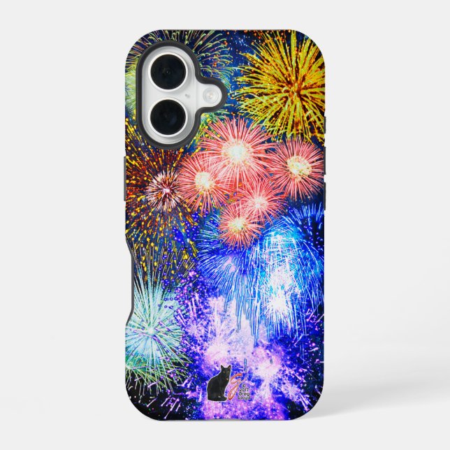 Fireworks Bursts Tough iPhone 16 Case (Back)