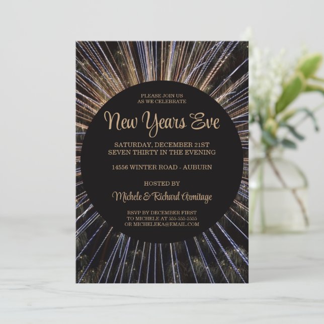 Fireworks Celebration New Years Invitation (Standing Front)