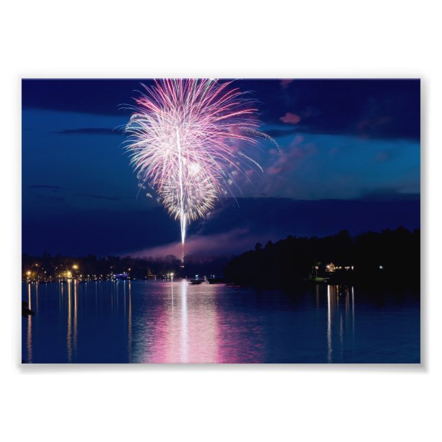 Fireworks celebration on East Gull Lake Photo Print (Front)