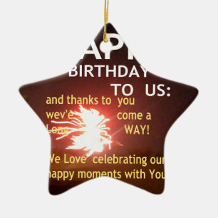 Fireworks Celebration with Thank You Message Ceramic Tree Decoration