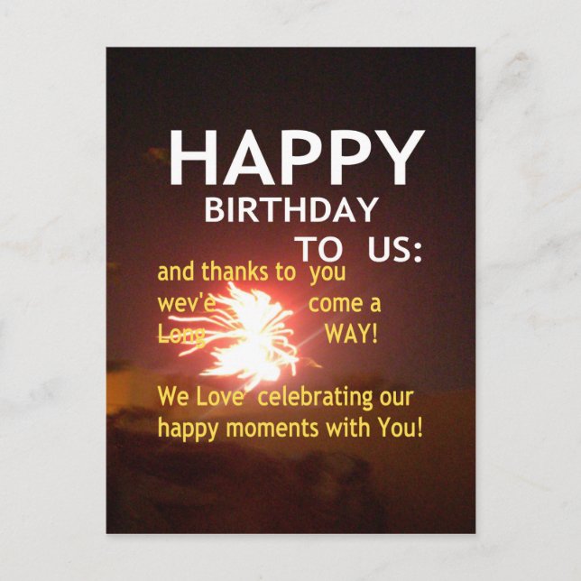 Fireworks Celebration with Thank You Message Postcard (Front)