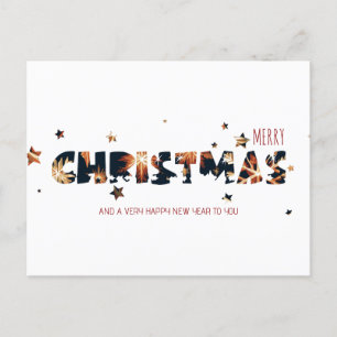Fireworks Christmas & New Year Modern Gold Holiday Postcard