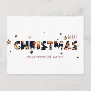 Fireworks Christmas & New Year Modern Gold Holiday Postcard
