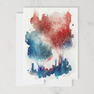 Fireworks Cityscape Postcard