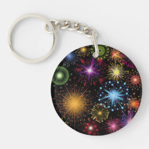 Fireworks Colorful Dynamic Sparkling Decor Key Ring