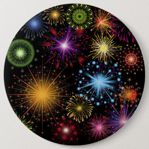 Fireworks Colourful Dynamic Sparkling Decor 6 Cm Round Badge