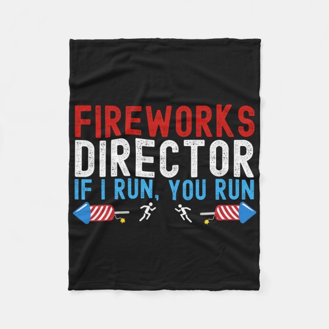 Fireworks Director American Flag 4th Of July 1  Fleece Blanket (Front)