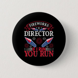 Fireworks Director American Flag 4th Of July  6 Cm Round Badge