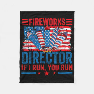 Fireworks Director - I Run You Run Funny 4th Of Ju Fleece Blanket