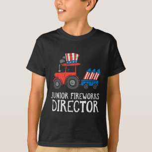 Fireworks Director Tractor 4th Of July Boys Kids T-Shirt