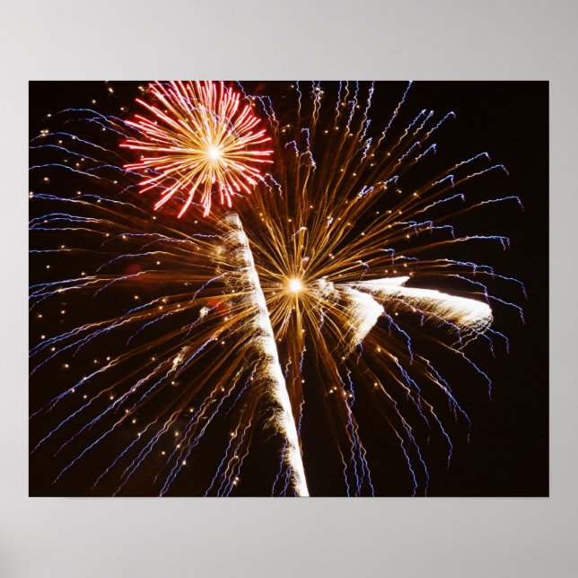 Fireworks display on Savannah River Poster (Front)