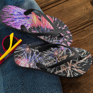 Fireworks Display, Patriotic, Holiday Adult Jandals