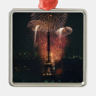 Fireworks, Eiffel Tower, Paris, France Metal Tree Decoration