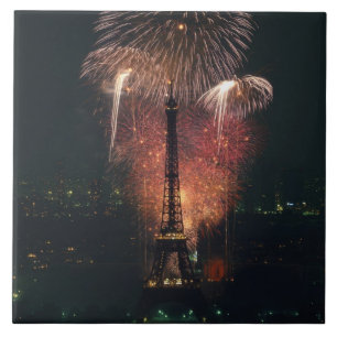 Fireworks, Eiffel Tower, Paris, France Tile