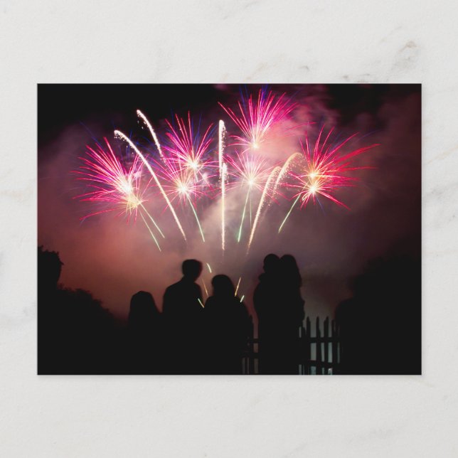 Fireworks enjoyed by family postcard (Front)