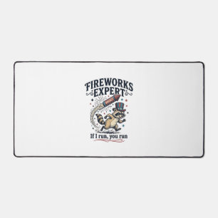 Fireworks Expert Raccoon Vintage Fourth of July Sh Desk Mat