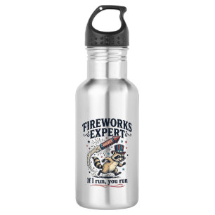 Fireworks Expert Racoon Vintage Fourth of July Sh 532 Ml Water Bottle