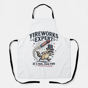 Fireworks Expert Racoon Vintage Fourth of July Sh Apron