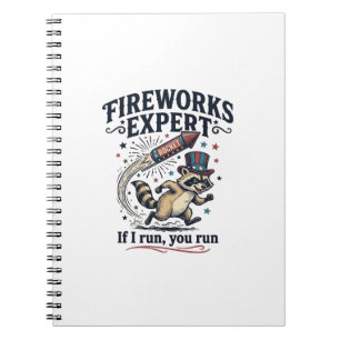 Fireworks Expert Racoon Vintage Fourth of July Sh Notebook