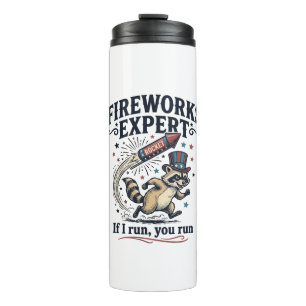 Fireworks Expert Racoon Vintage Fourth of July Sh Thermal Tumbler