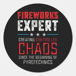 Fireworks Expert Shirt Men Boys Funny 4th Of July  Classic Round Sticker