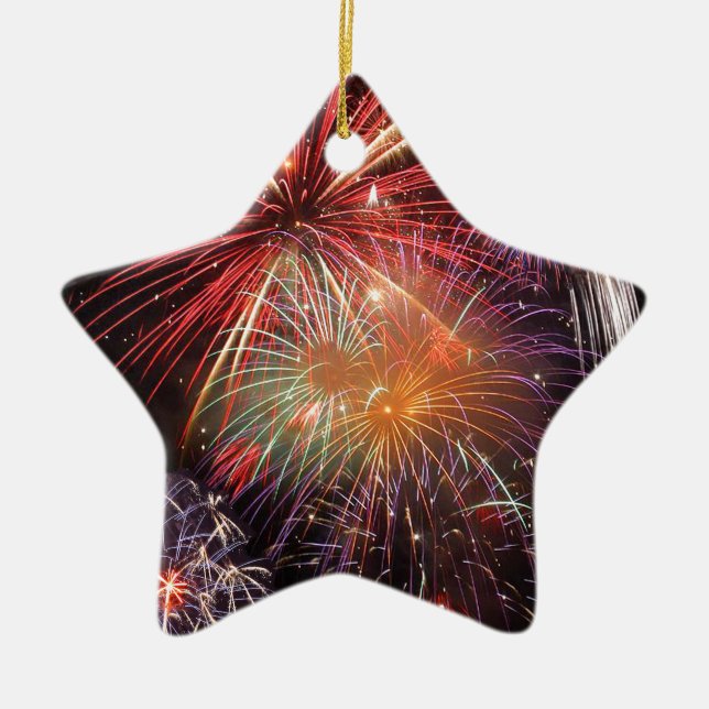 Fireworks Finale Ceramic Tree Decoration (Front)