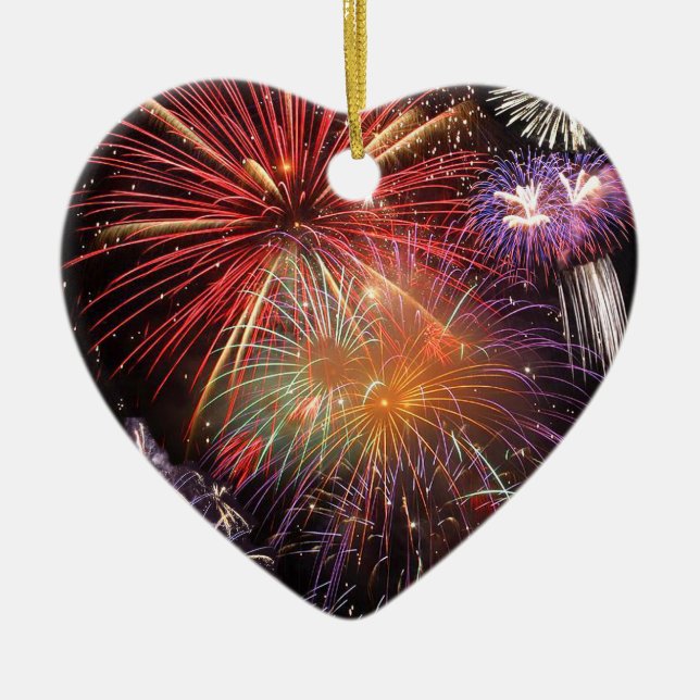Fireworks Finale Ceramic Tree Decoration (Front)