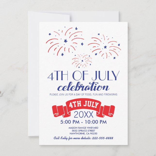 Fireworks Fourth of July Party Invitation (Front)