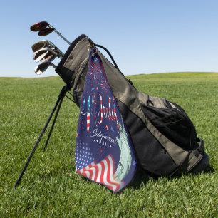 Fireworks Fourth Of July With The Statue Of Libert Golf Towel
