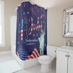 Fireworks Fourth Of July With The Statue Of Libert Shower Curtain