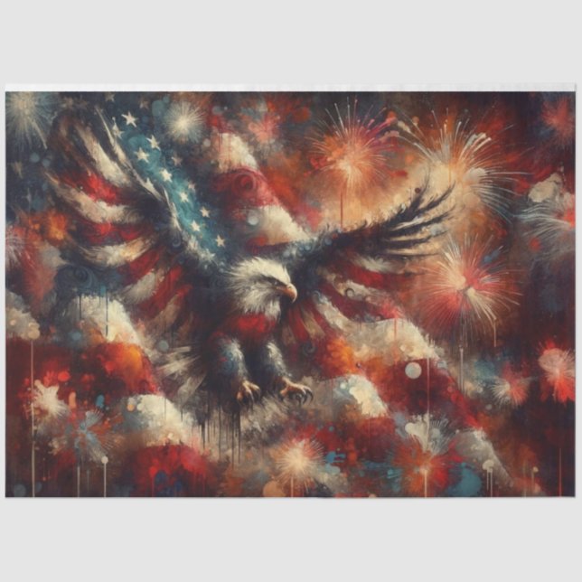 Fireworks Freedom Patriotic Eagle Decoupage Paper (Front)