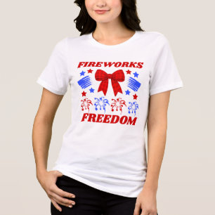 Fireworks & Freedom Red Gingham Bow Tri-Blend Shirt