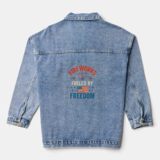 Fireworks Fuelled by Freedom-Women's 4th of July Denim Jacket