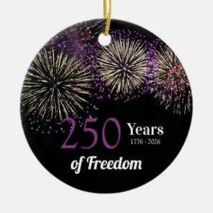 Fireworks, Fun and Freedom 250 Years 4th of July Ceramic Tree Decoration