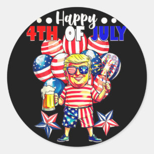 Fireworks Funny Trump Patriotic American Happy 4th Classic Round Sticker