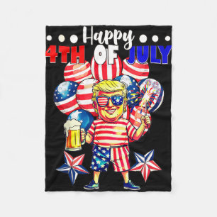 Fireworks Funny Trump Patriotic American Happy 4th Fleece Blanket