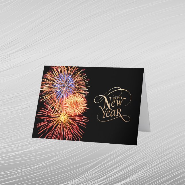 Fireworks Gold New Year Holiday Card (Creator Uploaded)