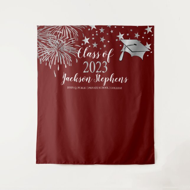 Fireworks Graduation Cap - Tassel Class of 2022 Tapestry (Front)