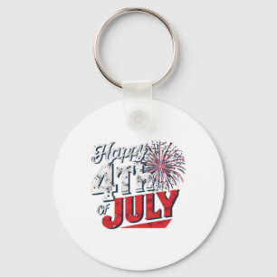 Fireworks Happy 4th Of July American Independence Key Ring
