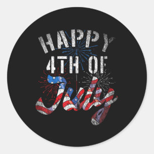Fireworks Happy 4th Of July Us Flag American 4th O Classic Round Sticker