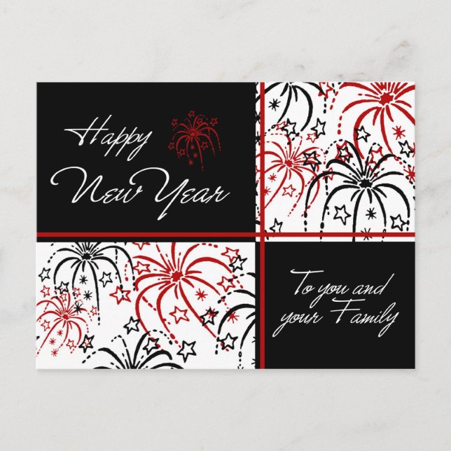 Fireworks Happy New Year Postcards (Front)