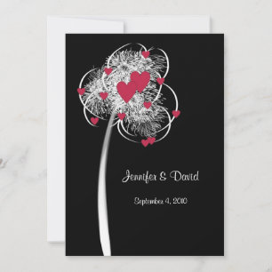 Fireworks & Hearts Tree Wedding Invitation