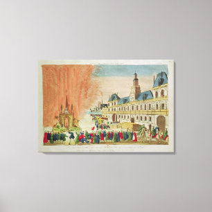 Fireworks in front of the Hotel de Ville in Paris Canvas Print