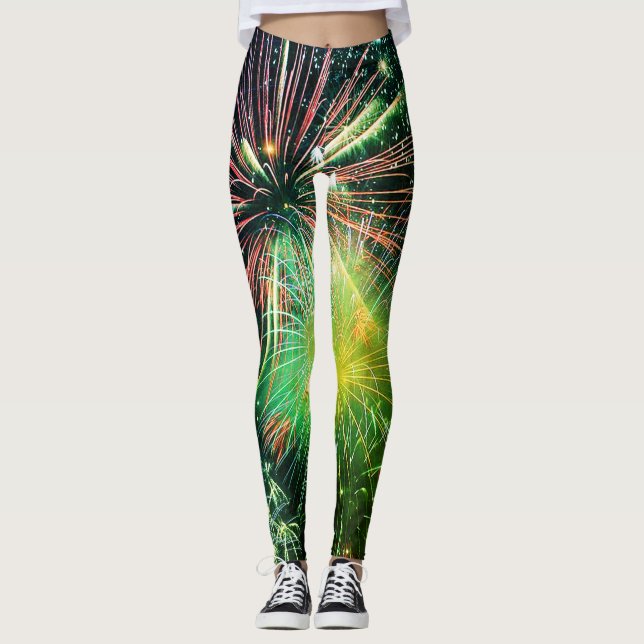 Fireworks in Green Finale Leggings (Front)