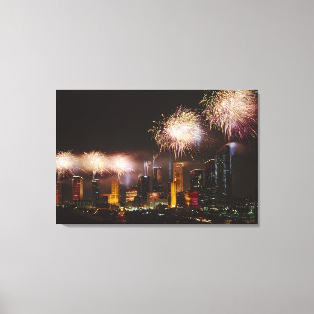 Fireworks in Houston Texas Canvas Print (Front)