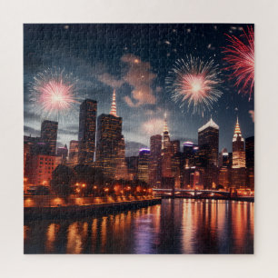 Fireworks in night city jigsaw puzzle