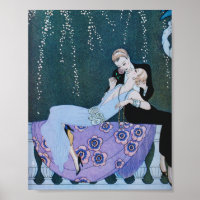 Fireworks in Paris Art Deco Poster